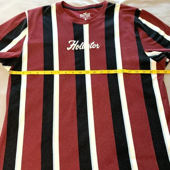Two Hollister Men T-shirts Striped Beige Burgundy Size XL Short Sleeves - Picture 9 of 12